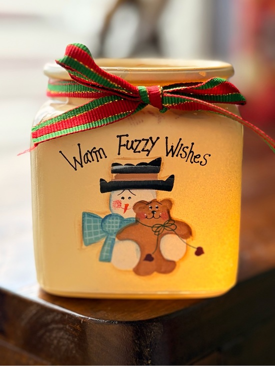 Other - Vintage New In Box Ceramic Warm Fuzzy Wishes Scented Jar Candle